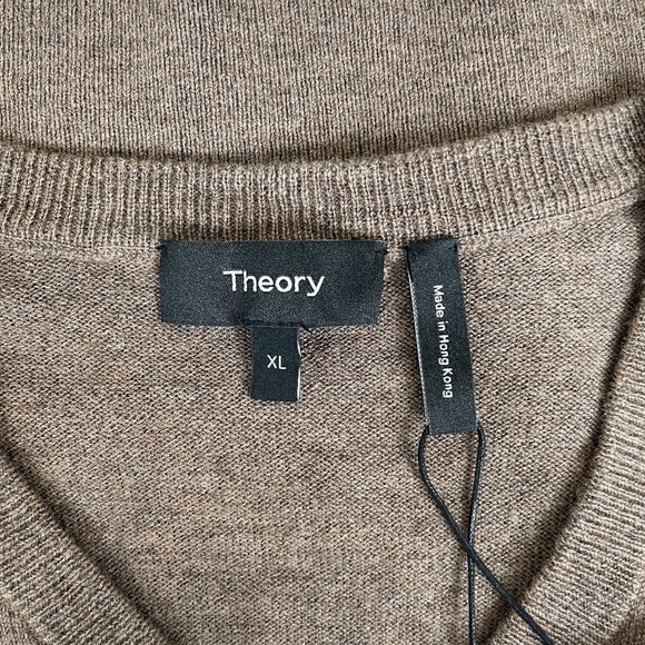 Theory Riland V Neck Nutmeg Wool Blend Sweater - Picture 7 of 10